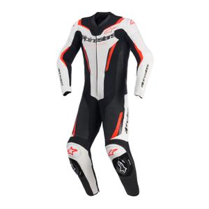 Alpinestars GP FORCE V2 vientisas motociklo kostiumas, baltas-juodas-fluorescencinis raudonas