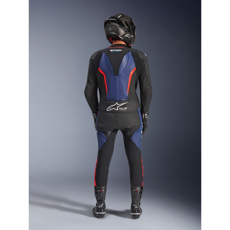Alpinestars GP Force V2 dviejų dalių motociklo kostiumas, juodas-mėlynas-fluorescencinis raudonas