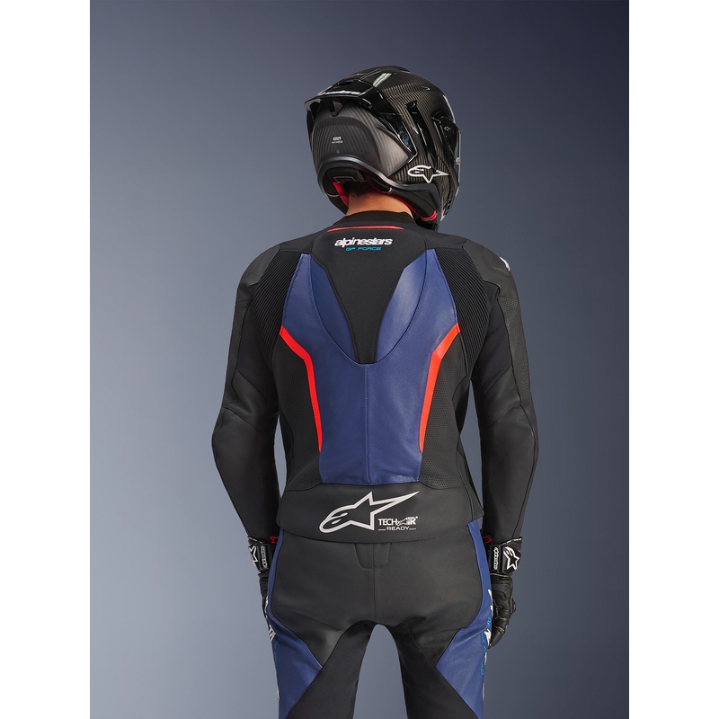 Alpinestars GP Force V2 dviejų dalių motociklo kostiumas, juodas-mėlynas-fluorescencinis raudonas