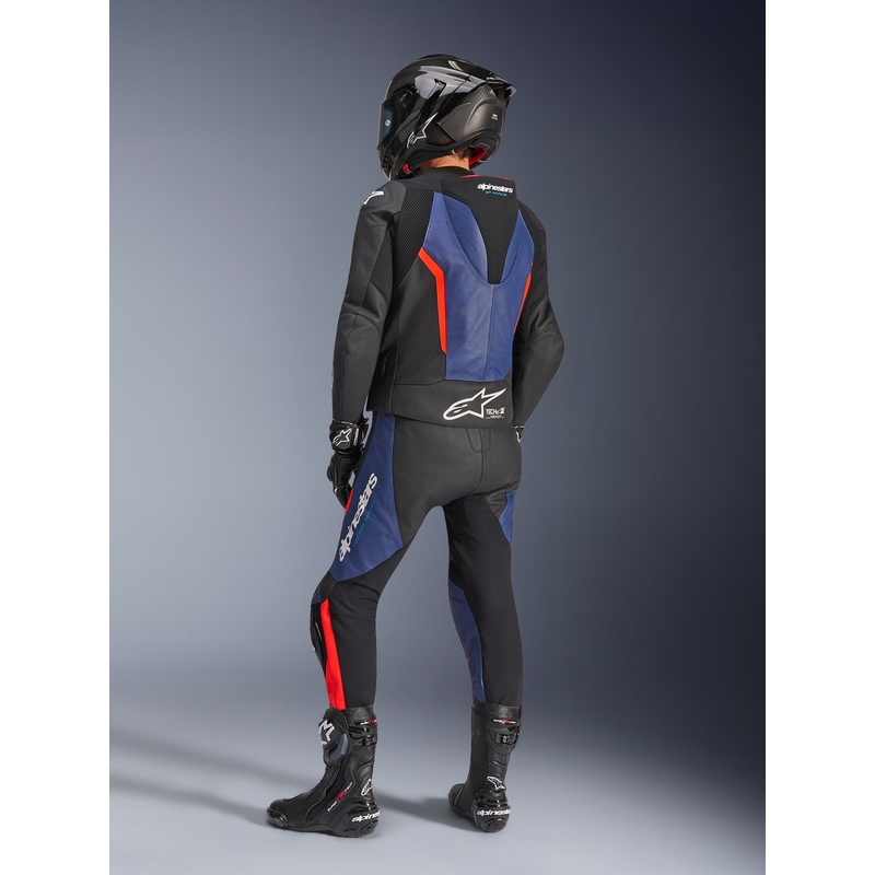 Alpinestars GP Force V2 dviejų dalių motociklo kostiumas, juodas-mėlynas-fluorescencinis raudonas