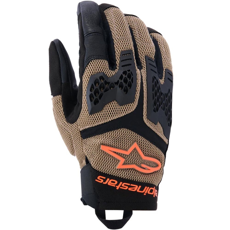 Alpinestars Manti Air motociklo pirštinės tamsiai chaki-juodos-fluorescencinės oranžinės spalvos