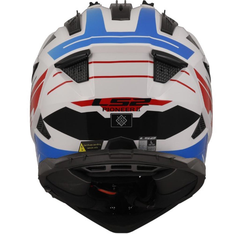 Enduro motociklo šalmas LS2 MX702 PIONEER II NAMIB balta-mėlyna-raudona