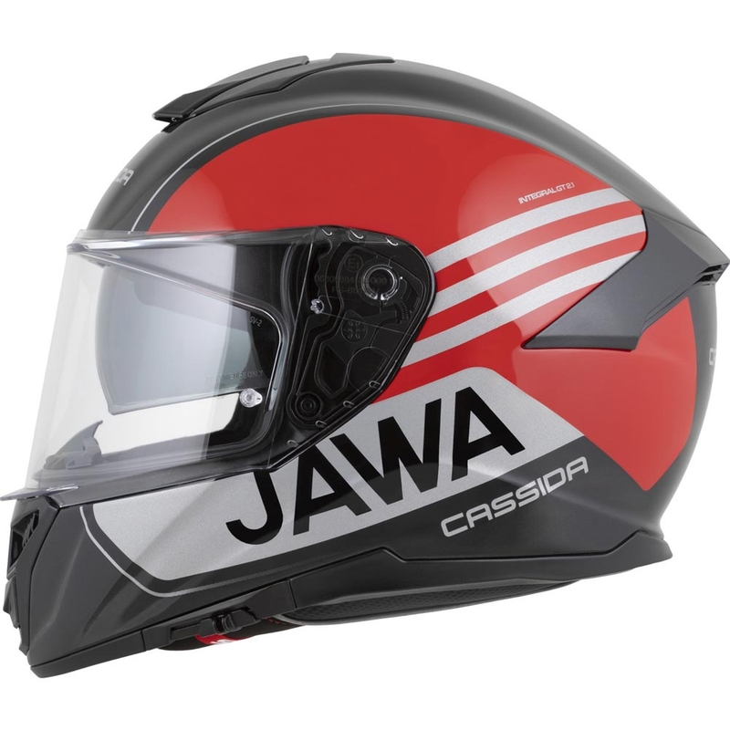 Cassida Integral GT 2.1 Jawa Sport uždaras motociklo šalmas, juodos-perlinės-raudonos-sidabrinės spalvos