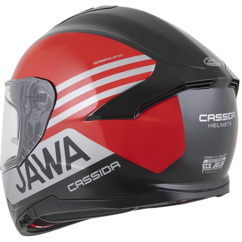 Cassida Integral GT 2.1 Jawa Sport uždaras motociklo šalmas, juodos-perlinės-raudonos-sidabrinės spalvos
