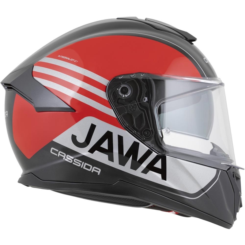 Cassida Integral GT 2.1 Jawa Sport uždaras motociklo šalmas, juodos-perlinės-raudonos-sidabrinės spalvos
