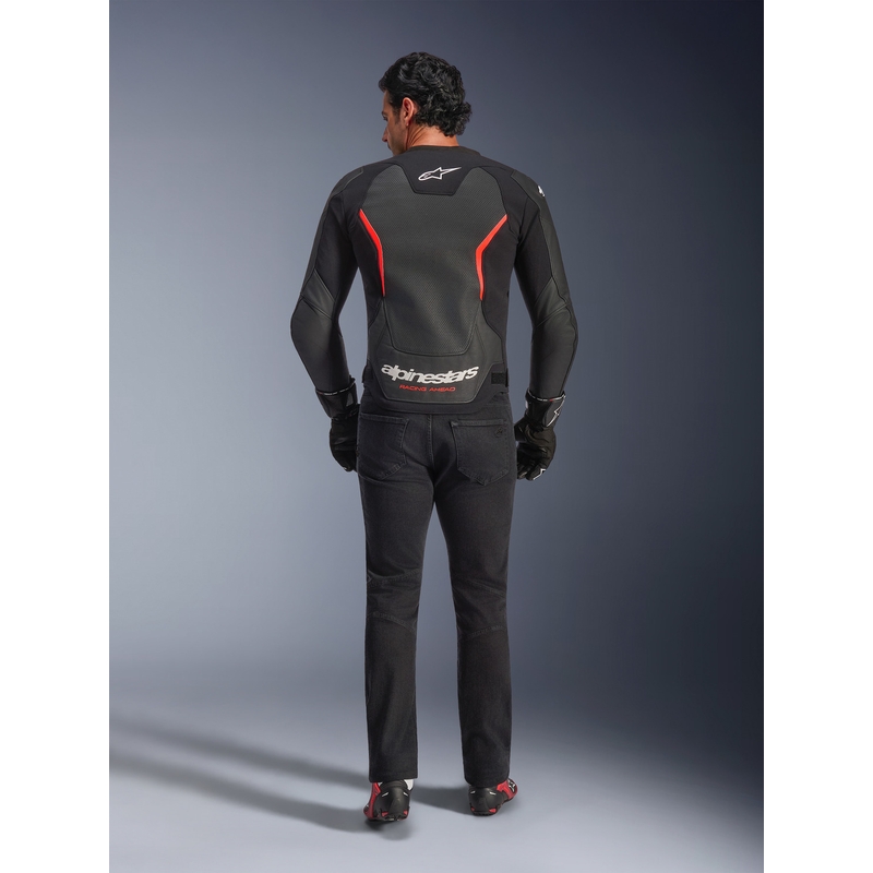 Alpinestars GP Force V2 Airflow odinė motociklo striukė, juoda-fluorescencinė-raudona-balta
