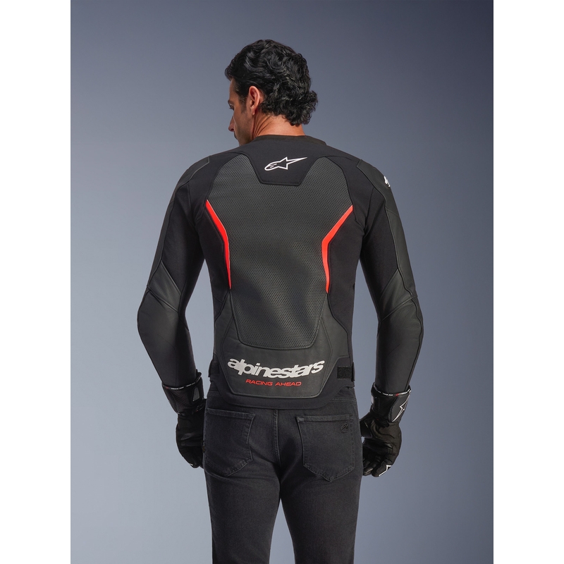 Alpinestars GP Force V2 Airflow odinė motociklo striukė, juoda-fluorescencinė-raudona-balta
