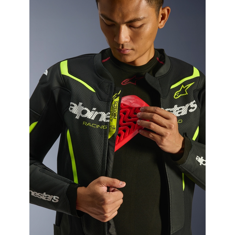 Alpinestars GP Force V2 Airflow odinė motociklo striukė, juoda-fluorescencinė geltona