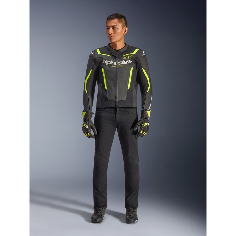 Alpinestars GP Force V2 Airflow odinė motociklo striukė, juoda-fluorescencinė geltona