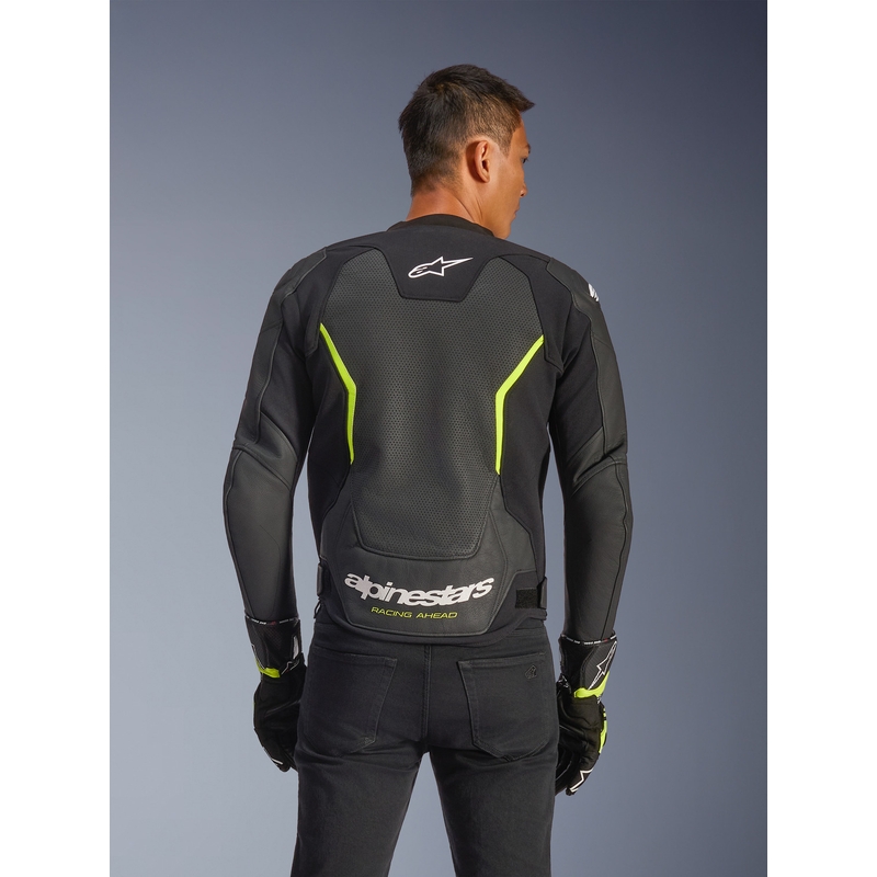Alpinestars GP Force V2 Airflow odinė motociklo striukė, juoda-fluorescencinė geltona