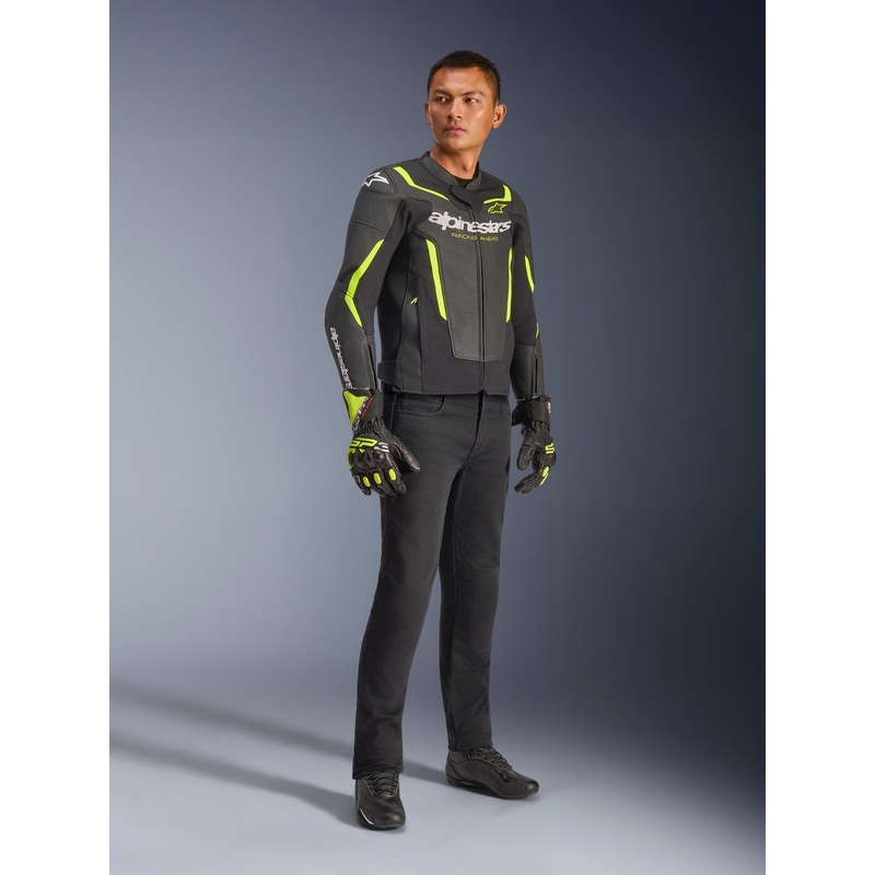 Alpinestars GP Force V2 Airflow odinė motociklo striukė, juoda-fluorescencinė geltona