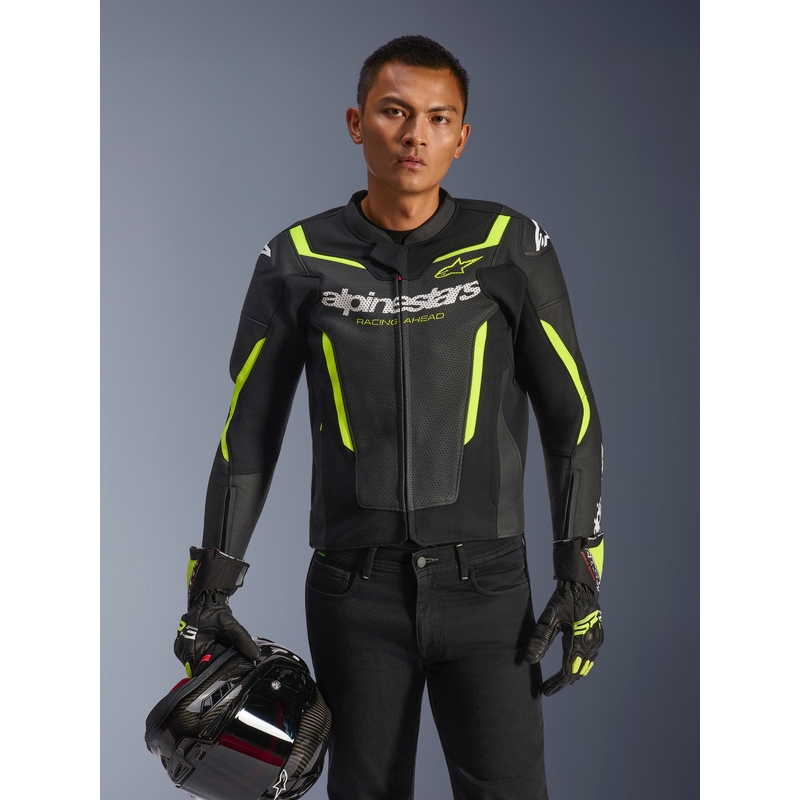Alpinestars GP Force V2 Airflow odinė motociklo striukė, juoda-fluorescencinė geltona