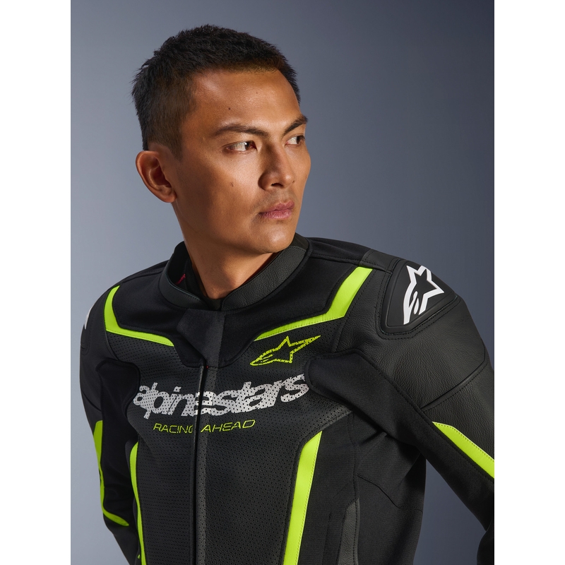 Alpinestars GP Force V2 Airflow odinė motociklo striukė, juoda-fluorescencinė geltona