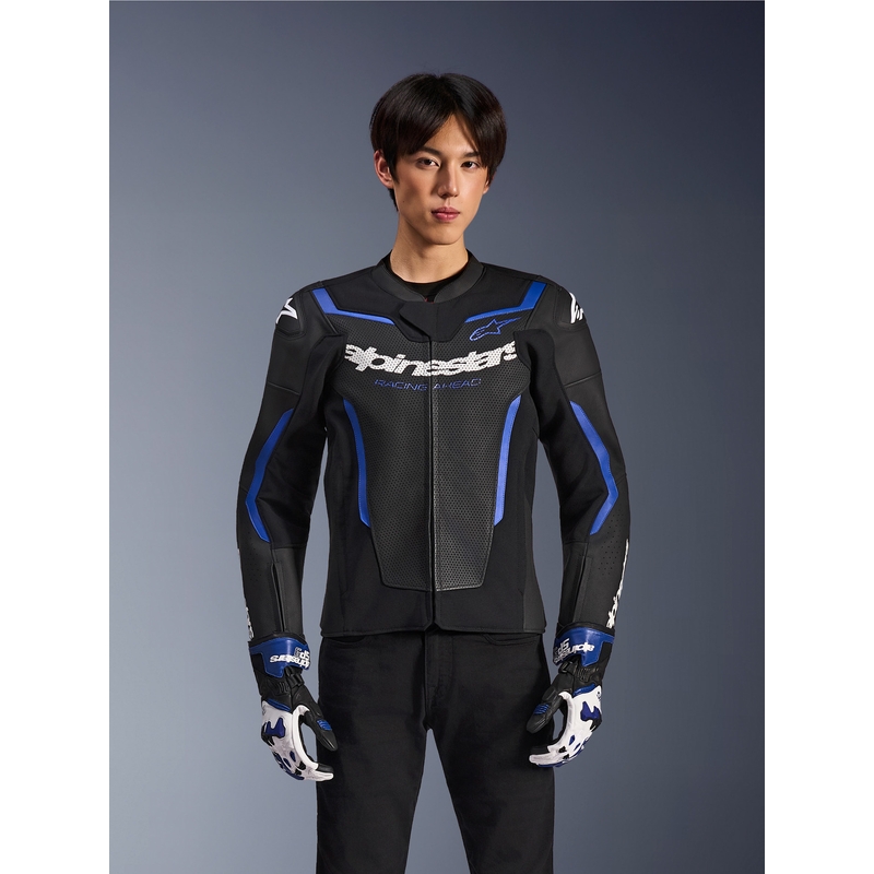 Alpinestars GP Force V2 Airflow odinė motociklo striukė, juoda-metalinė mėlyna