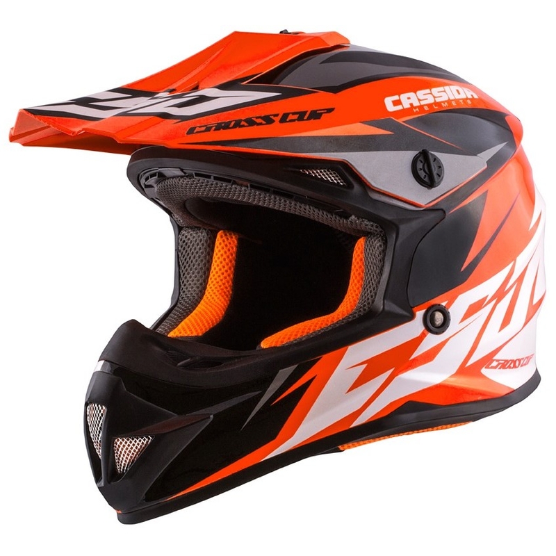 Dětská motokrosová přilba Cassida Cross Cup Two černo-bílo-fluo oranžová