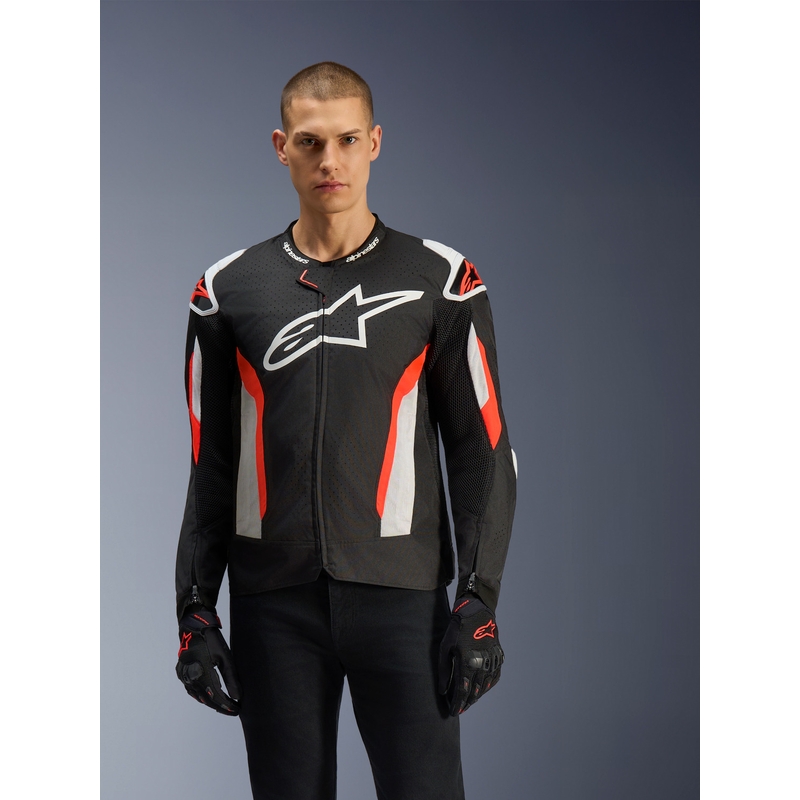 Alpinestars T-GP AIR motociklo striukė, juoda-fluorescencinė raudona