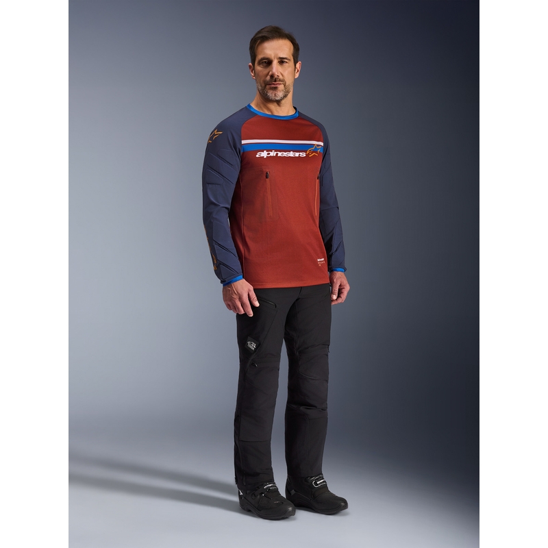 „Alpinestars Maxdura Dual“ oranžiniai-tamsiai mėlyni motokroso marškinėliai