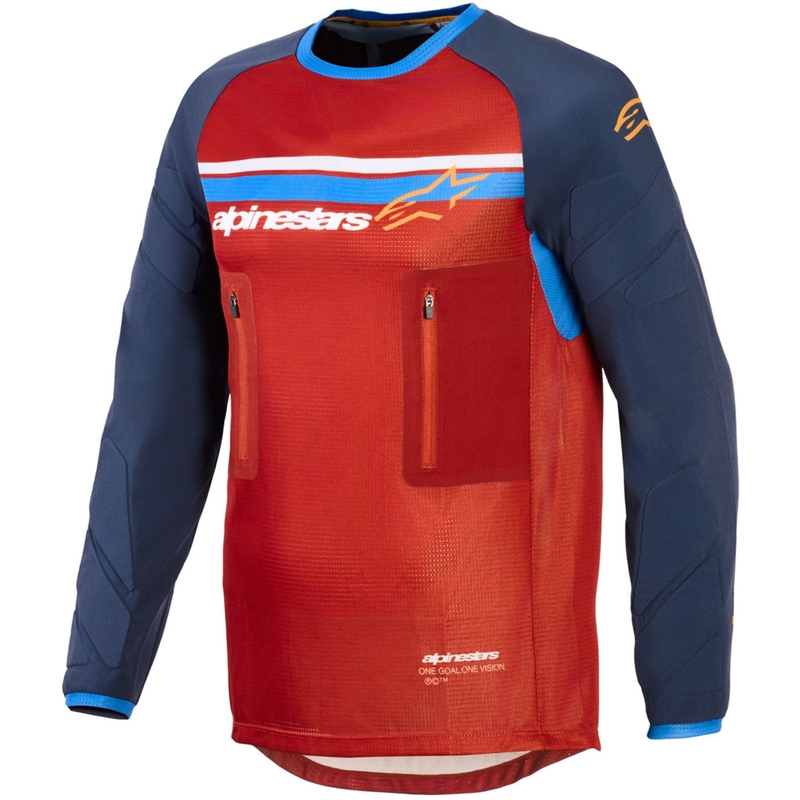 „Alpinestars Maxdura Dual“ oranžiniai-tamsiai mėlyni motokroso marškinėliai