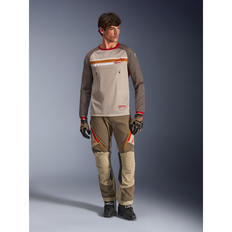 Alpinestars Maxdura Dual motokroso marškinėliai rudi-oranžiniai