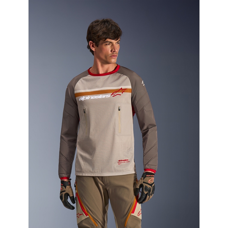 Alpinestars Maxdura Dual motokroso marškinėliai rudi-oranžiniai