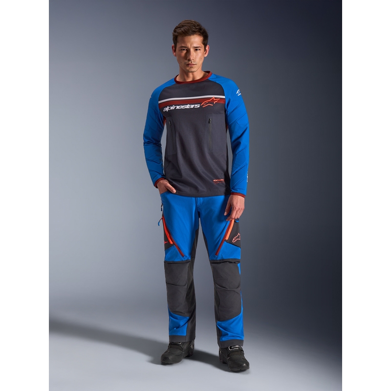 Alpinestars Maxdura Dual motokroso marškinėliai tamsiai pilki-mėlynai-oranžiniai