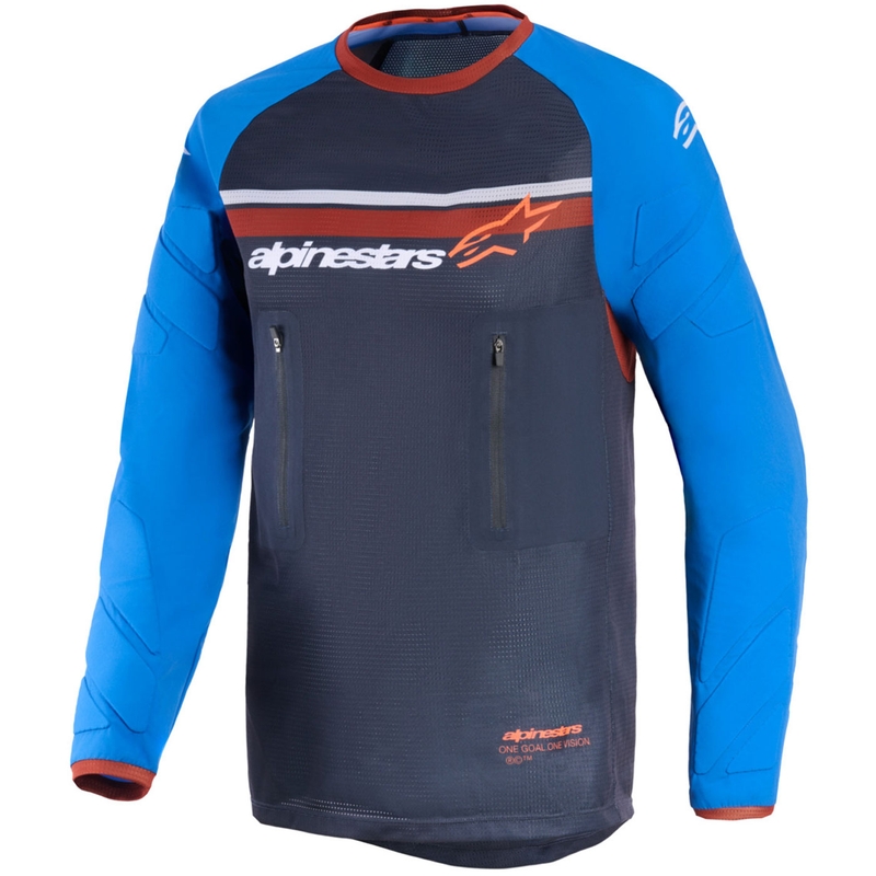 Alpinestars Maxdura Dual motokroso marškinėliai tamsiai pilki-mėlynai-oranžiniai