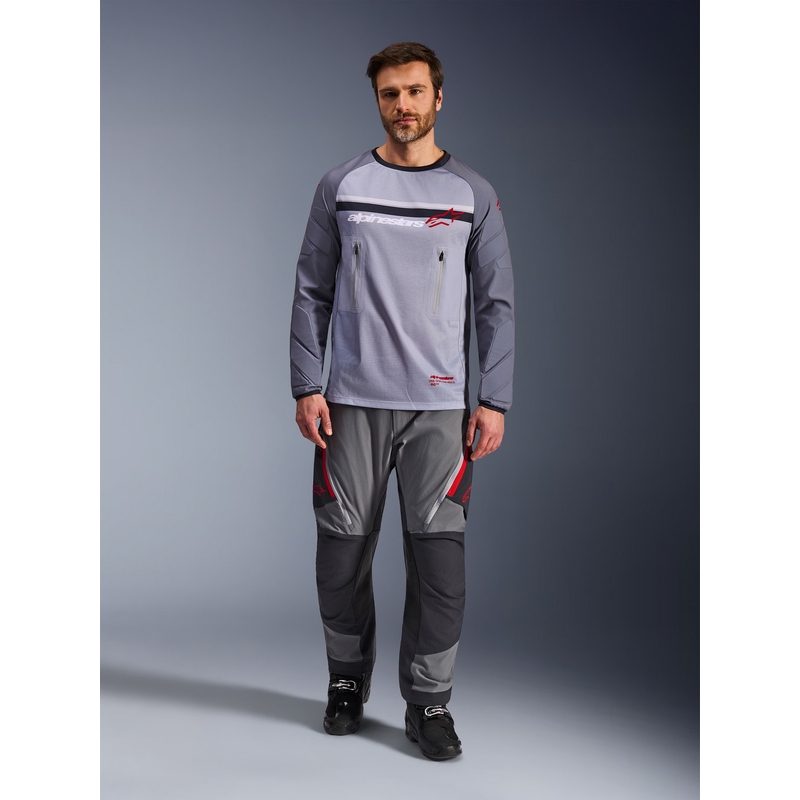 Alpinestars Maxdura Dual motokroso marškinėliai šviesiai pilki-tamsiai pilki-oranžiniai