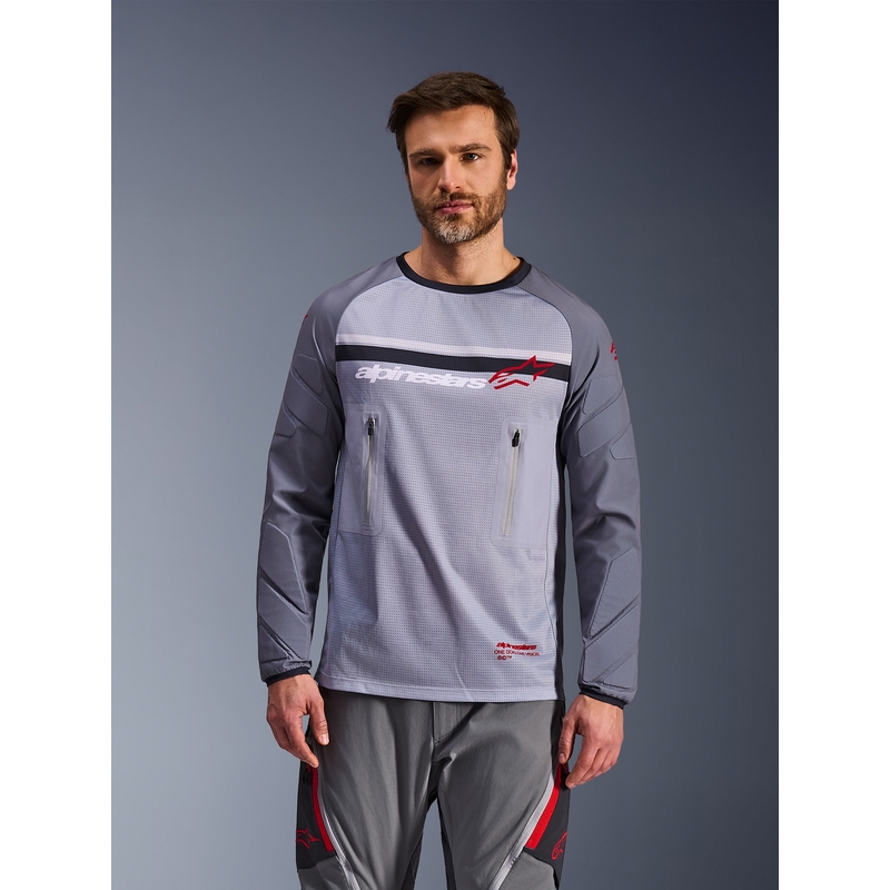 Alpinestars Maxdura Dual motokroso marškinėliai šviesiai pilki-tamsiai pilki-oranžiniai