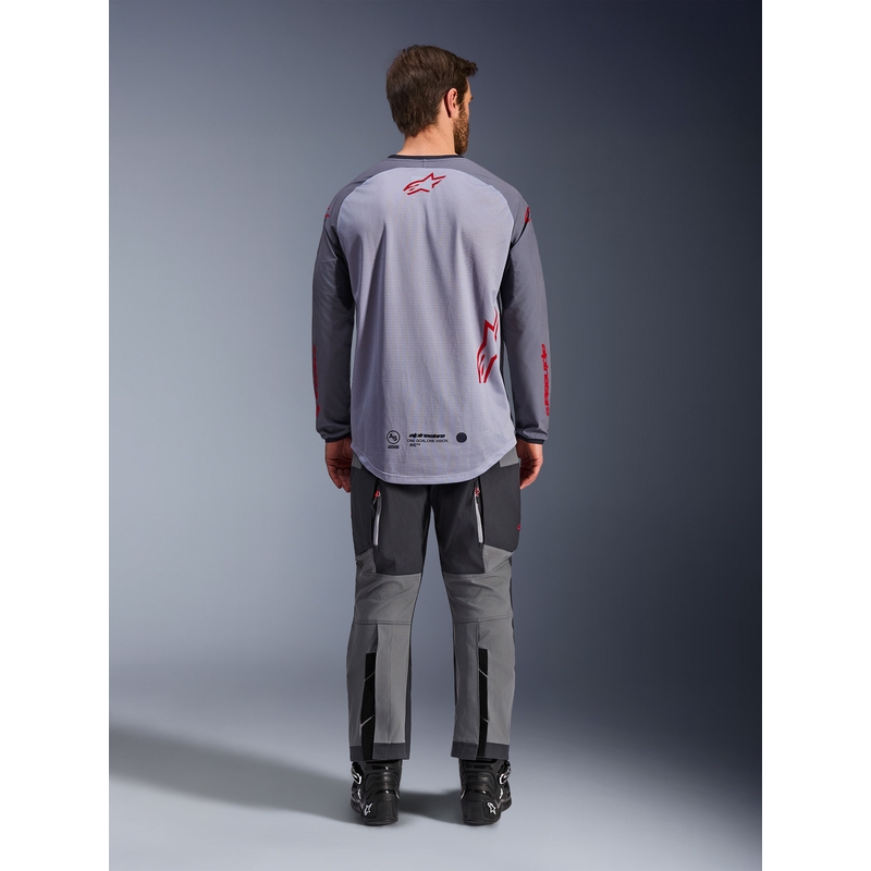 Alpinestars Maxdura Dual motokroso marškinėliai šviesiai pilki-tamsiai pilki-oranžiniai