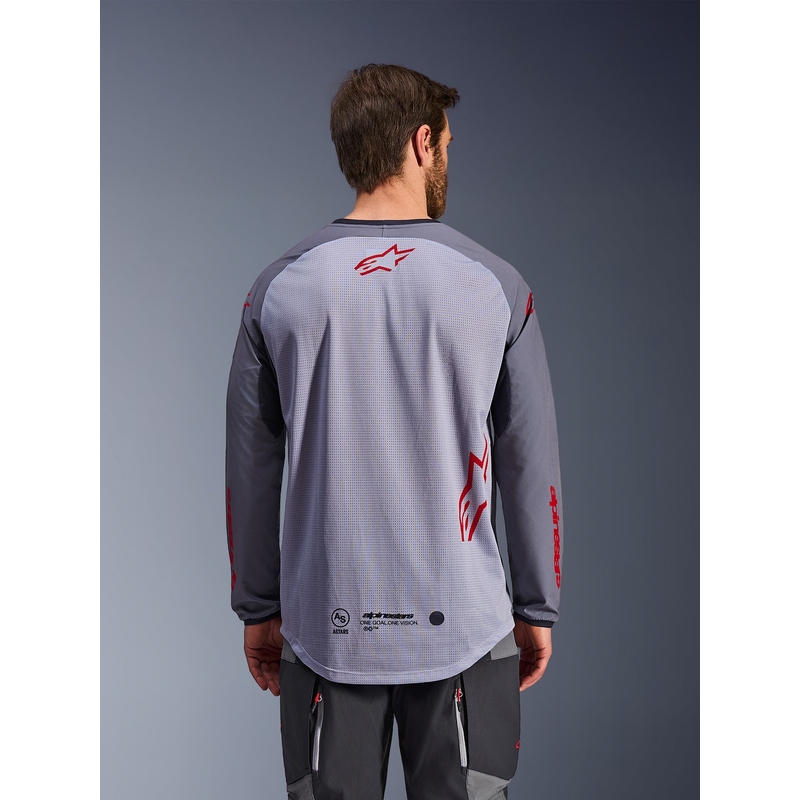 Alpinestars Maxdura Dual motokroso marškinėliai šviesiai pilki-tamsiai pilki-oranžiniai