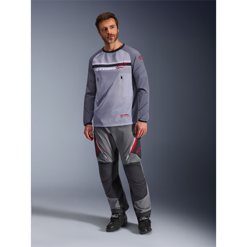 Alpinestars Maxdura Dual motokroso marškinėliai šviesiai pilki-tamsiai pilki-oranžiniai