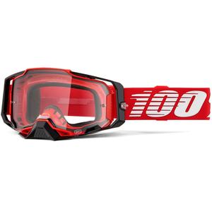 Motokroso akiniai 100 % „Armega Red“ su skaidriu plexiglass