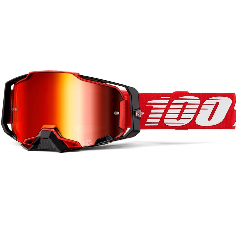 Motokroso akiniai 100 % „Armega Red“ su raudonu plexiglasu