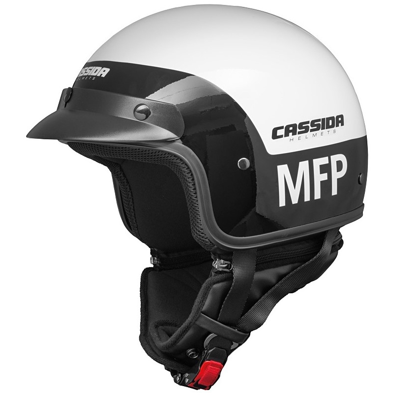 Otevřená přilba na motorku Cassida Police MFP černo-bílá