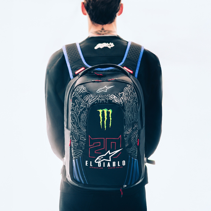 Alpinestars City Hunter V2 FQ20 Monster Collection kuprinė juoda-fluorescencinė raudona-mėlyna-žalia 22 l