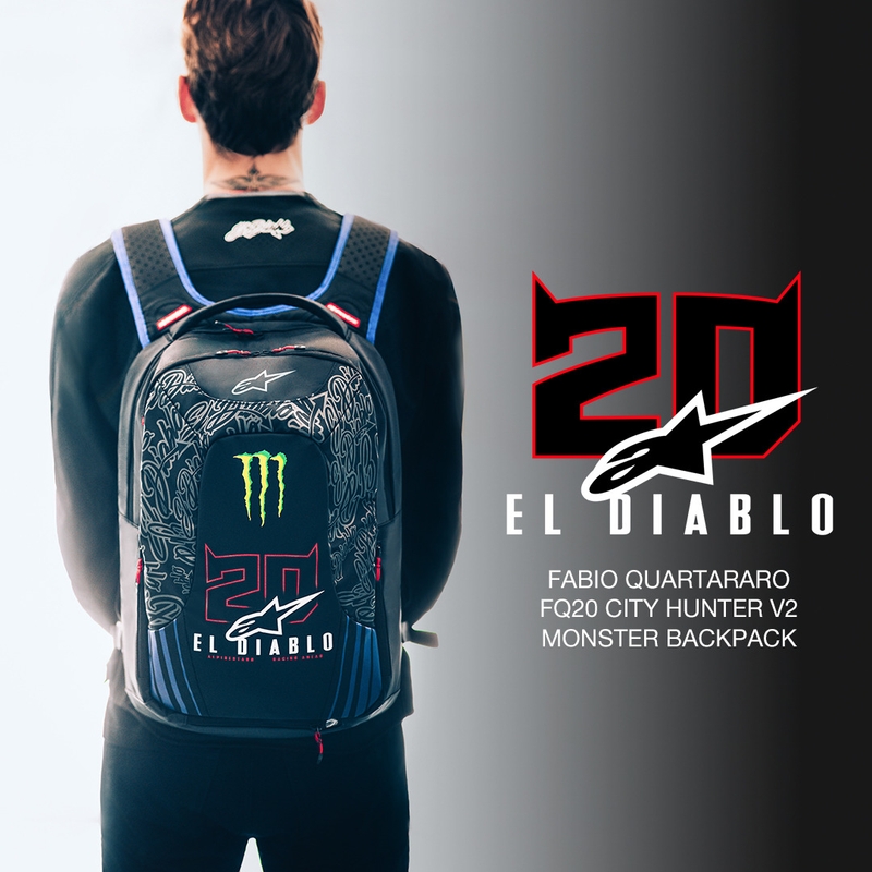 Alpinestars City Hunter V2 FQ20 Monster Collection kuprinė juoda-fluorescencinė raudona-mėlyna-žalia 22 l