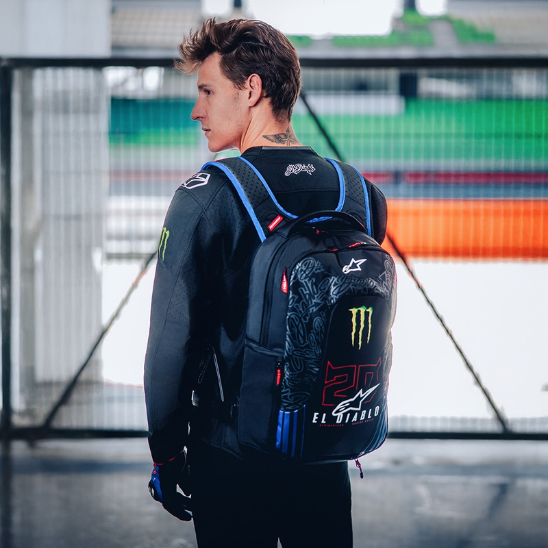 Alpinestars City Hunter V2 FQ20 Monster Collection kuprinė juoda-fluorescencinė raudona-mėlyna-žalia 22 l