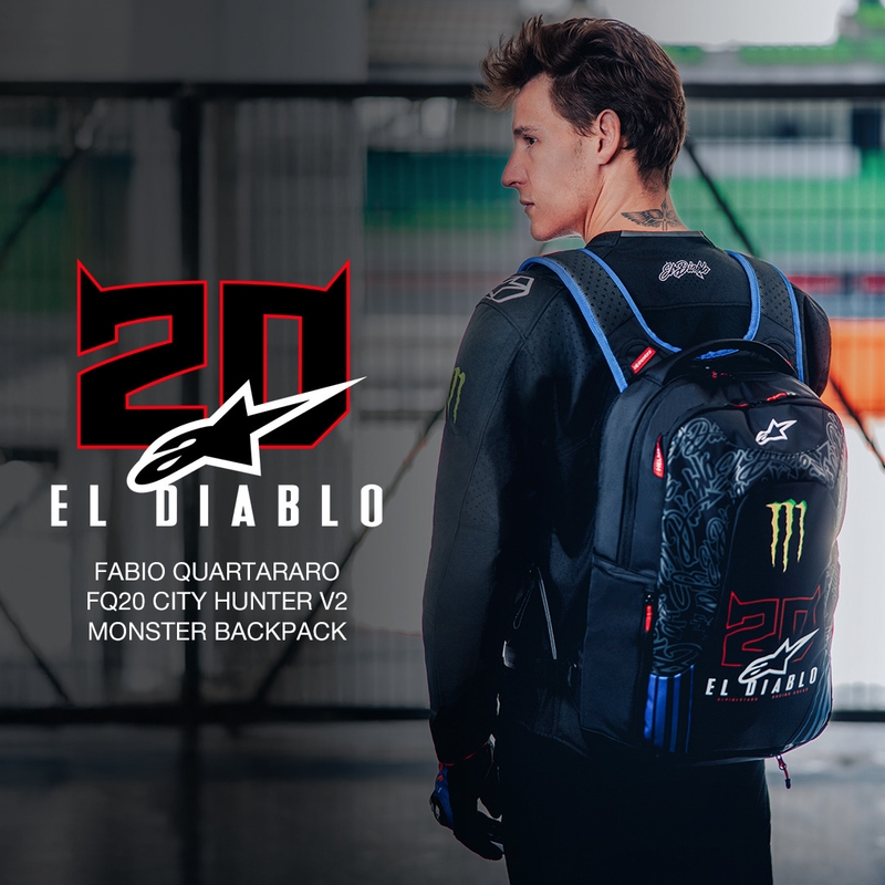 Alpinestars City Hunter V2 FQ20 Monster Collection kuprinė juoda-fluorescencinė raudona-mėlyna-žalia 22 l