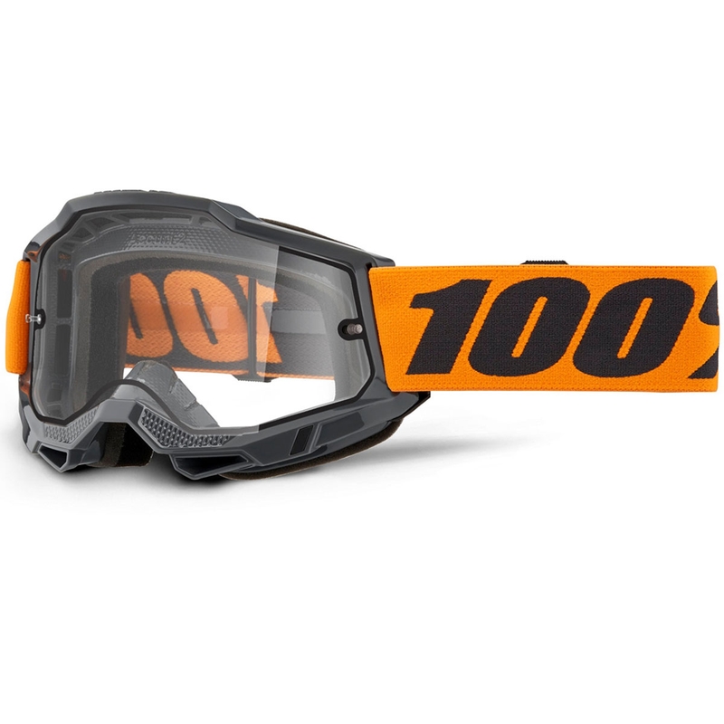 Motokroso akiniai 100% ACCURI 2 Enduro oranžiniai su dvigubu skaidriu organiniu stiklu
