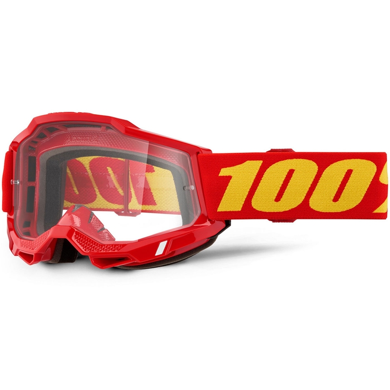 Motokroso akiniai 100% ACCURI 2 OTG raudoni su skaidriu plexiglas