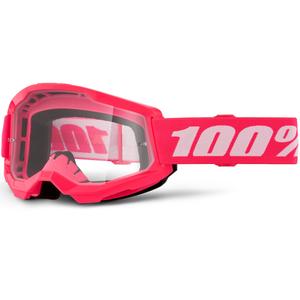 Motokroso akiniai 100% STRATA 2 NEW rožiniai su skaidriu plexiglass