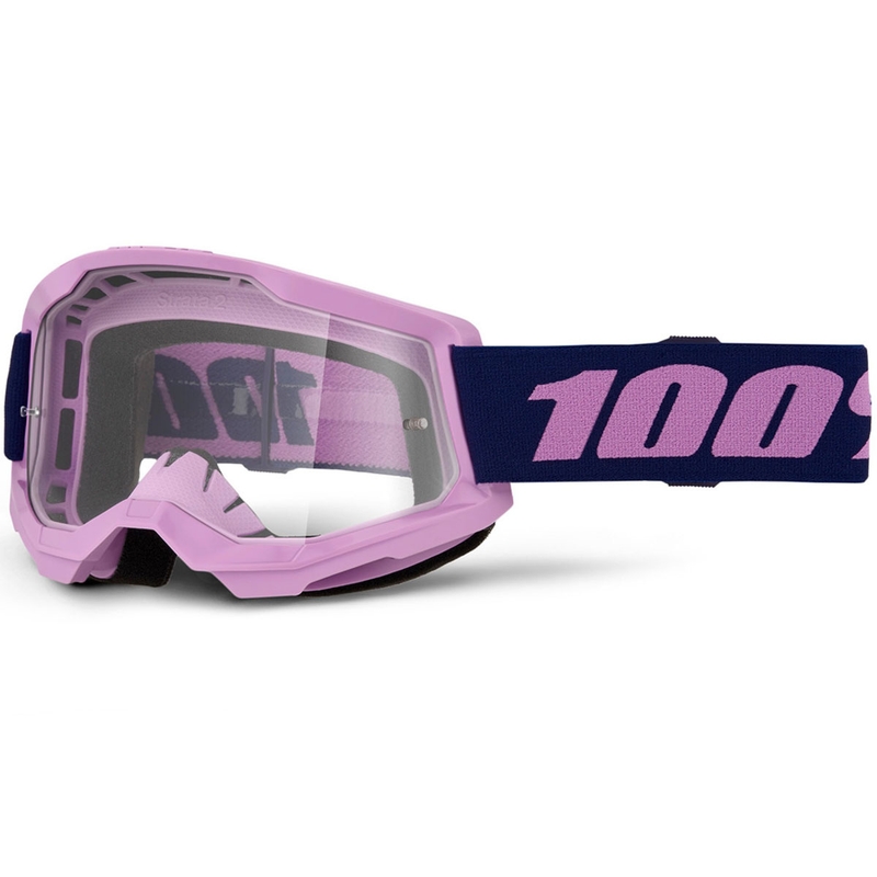 Motokroso akiniai 100% STRATA 2 NEW violetiniai su skaidriu plexiglass