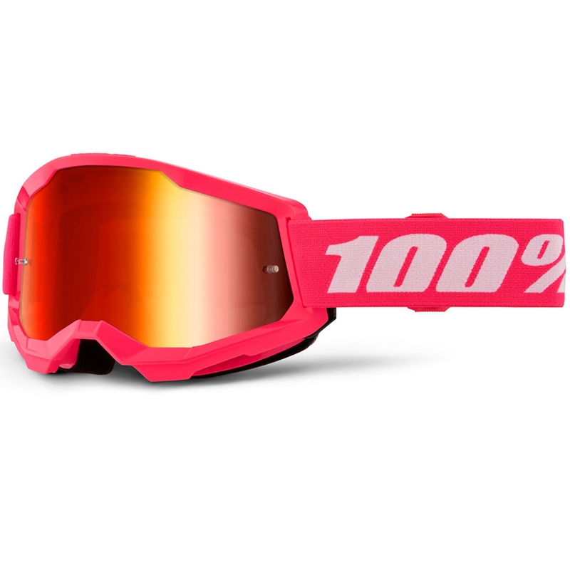 Motokroso akiniai 100% STRATA 2 NEW rožiniai su raudonu plexiglas