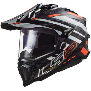 Enduro šalmas LS2 MX701 Explorer C Edge 06 juoda-pilka-fluo oranžinė