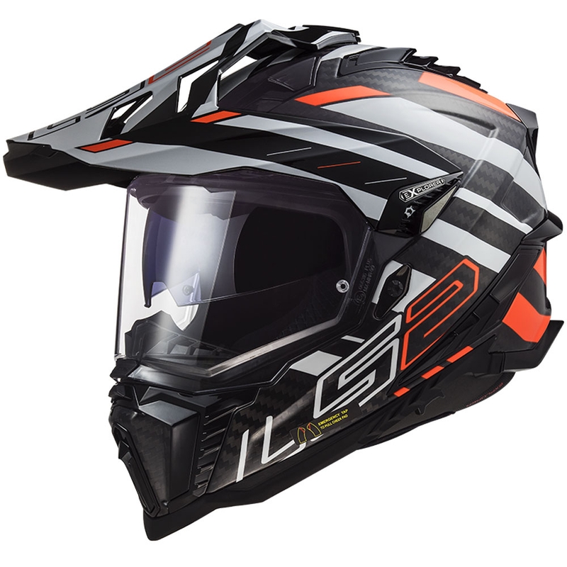 Enduro šalmas LS2 MX701 Explorer C Edge 06 juoda-pilka-fluo oranžinė