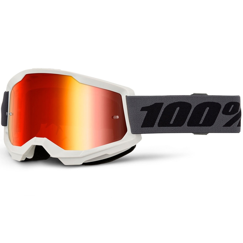 Motokroso akiniai 100% STRATA 2 NEW pilki su raudonu plexiglas