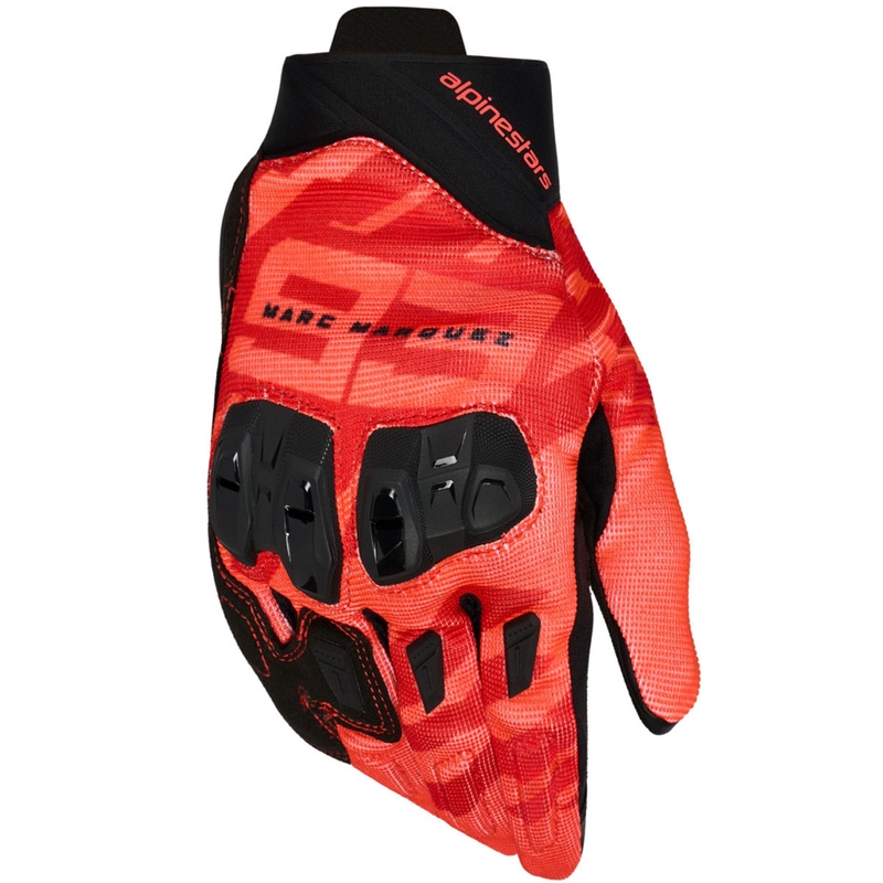 „Alpinestars SP X 1 MM93“ motociklo pirštinių kolekcija, fluorescencinės raudonos-raudonos-juodos spalvos