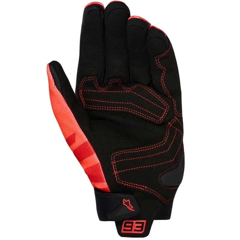 „Alpinestars SP X 1 MM93“ motociklo pirštinių kolekcija, fluorescencinės raudonos-raudonos-juodos spalvos