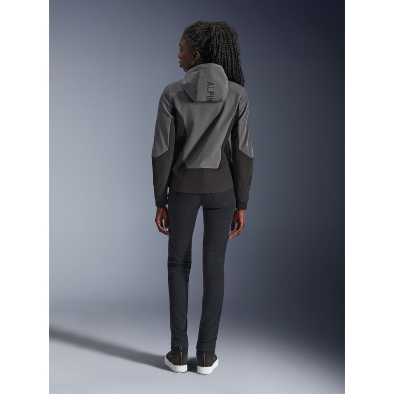 Alpinestars Stella Radium Tech moteriška motociklo striukė su gobtuvu, tamsiai pilka-juoda-rožinė