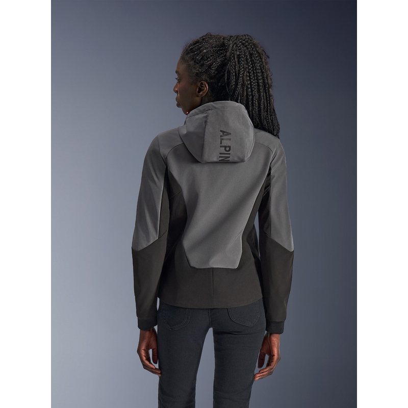 Alpinestars Stella Radium Tech moteriška motociklo striukė su gobtuvu, tamsiai pilka-juoda-rožinė